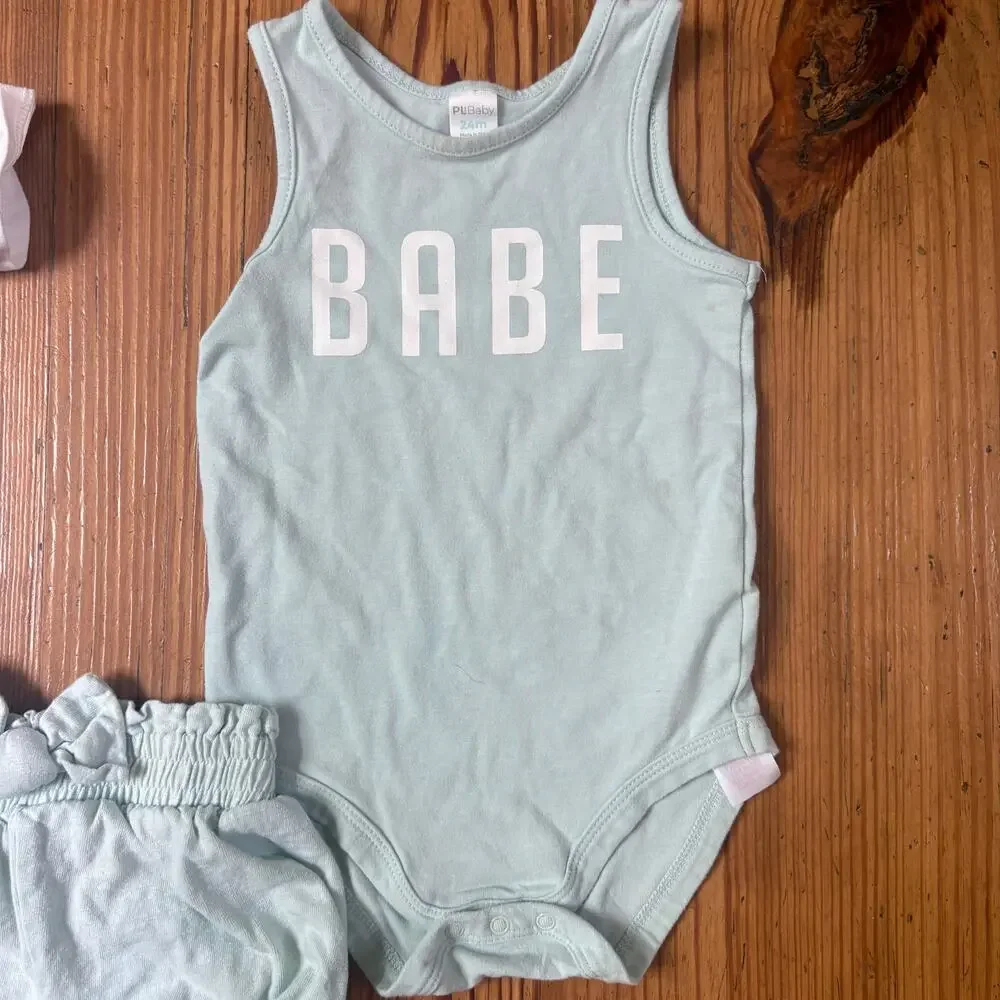 PL Baby rainbow Here Comes the Sun Babe bodysuit bloomers baby girl set SIZE 24M